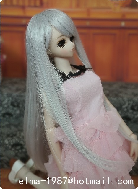 wig for 1/3 doll silvery grey long hair - Click Image to Close